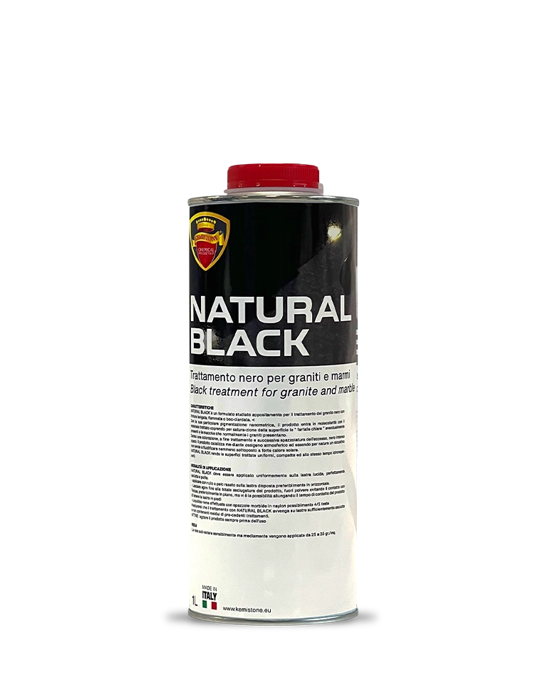 NATURAL BLACK ravvivante pigmentato Kemistone per granito nero levigato, fiammato e bocciardato
