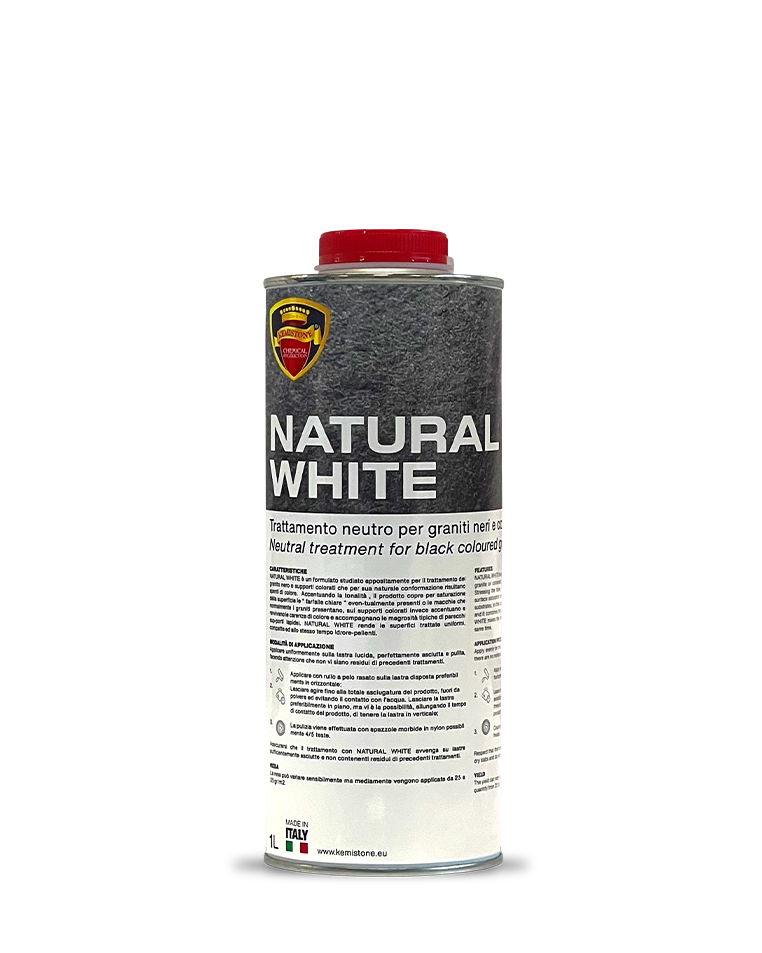 NATURAL WHITE trattamento Kemistone ravvivante e uniformante per graniti neri e materiali lapidei colorati
